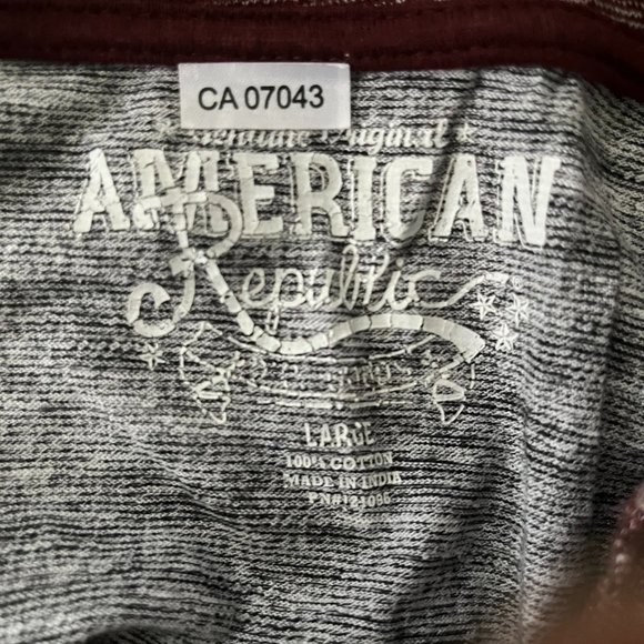 American Republic Gray & Burgandy Long Sleeve T-Shirt - Picture 2 of 2
